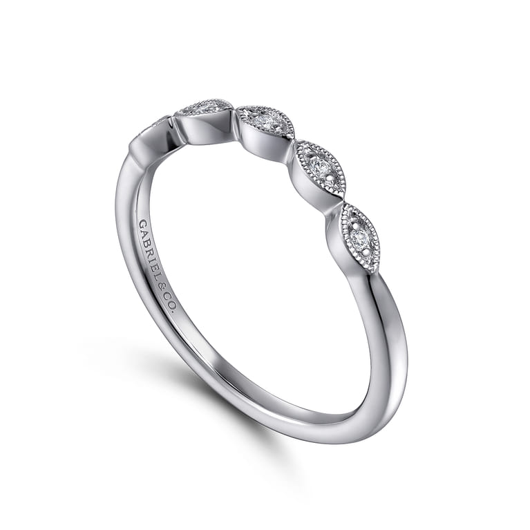 Vintage 14K White Gold Diamond Matching Wedding Band - 0.04 ct - Shot 3