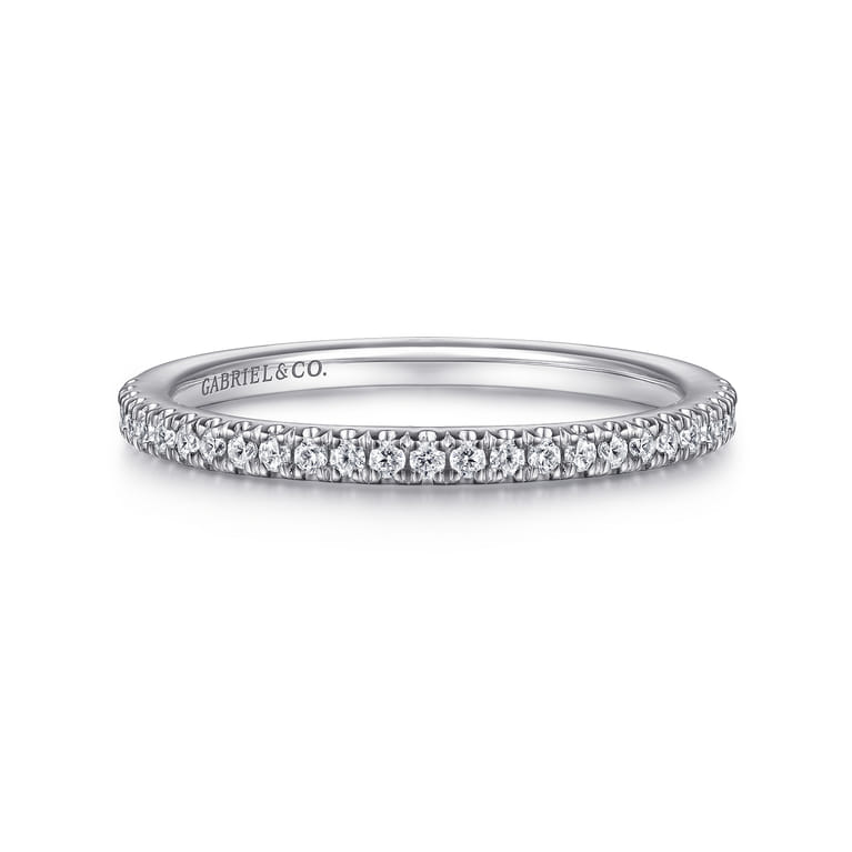 Vintage 14K White Gold Diamond Matching Wedding Band - 0.16 ct - Shot 1