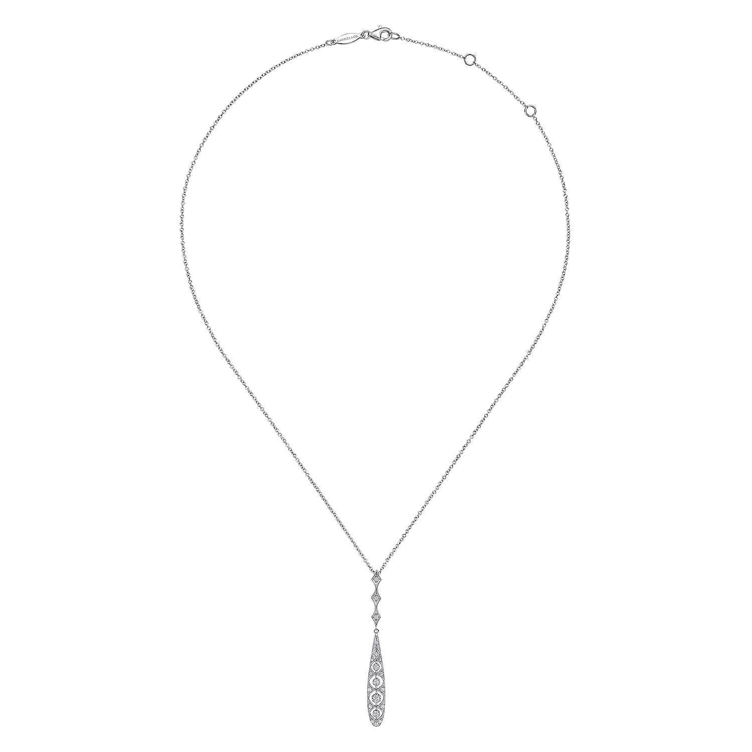 Vintage 14K White Gold Diamond Necklace - 0.23 ct - Shot 2