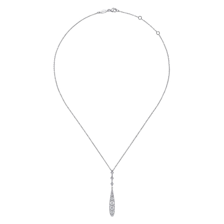 Vintage 14K White Gold Diamond Necklace - 0.23 ct - Shot 2