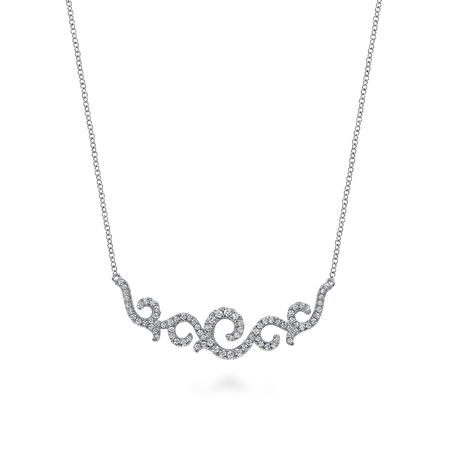 Vintage 14K White Gold Diamond Necklace - 0.41 ct - Shot 1