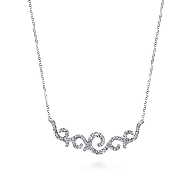 Vintage 14K White Gold Diamond Necklace - 0.41 ct - Shot 1