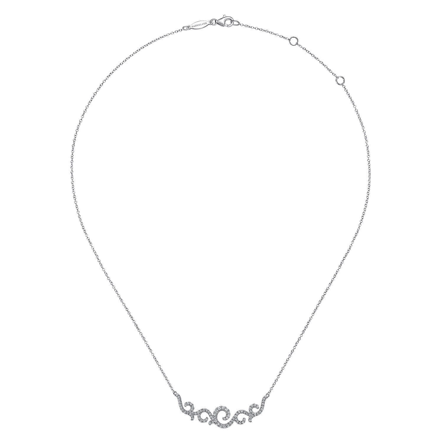 Vintage 14K White Gold Diamond Necklace - 0.41 ct - Shot 2