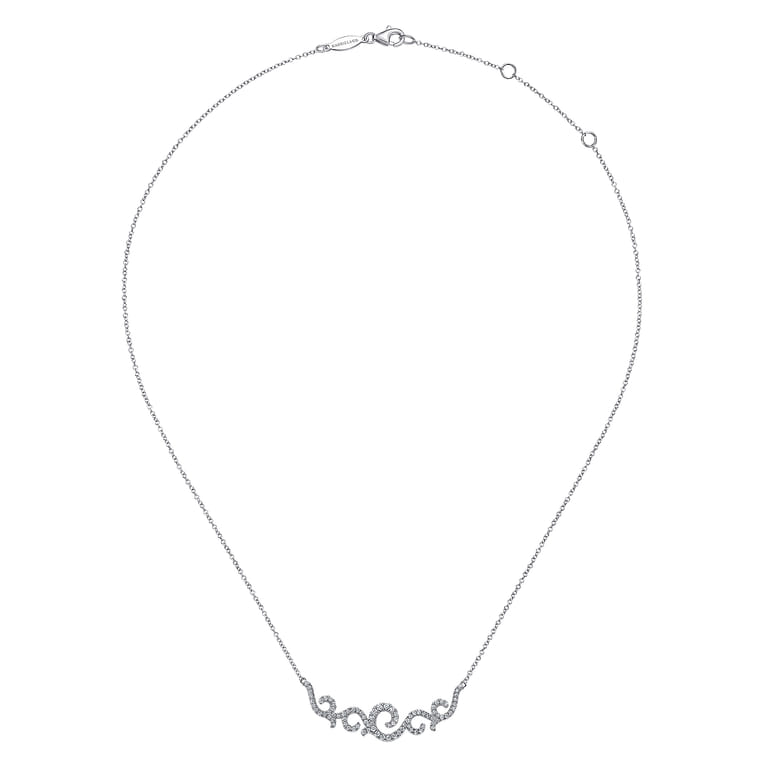 Vintage 14K White Gold Diamond Necklace - 0.41 ct - Shot 2