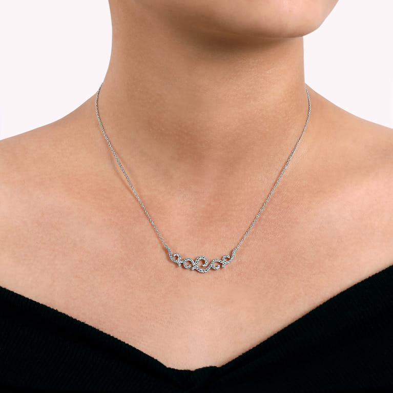 Vintage 14K White Gold Diamond Necklace - 0.41 ct - Shot 3