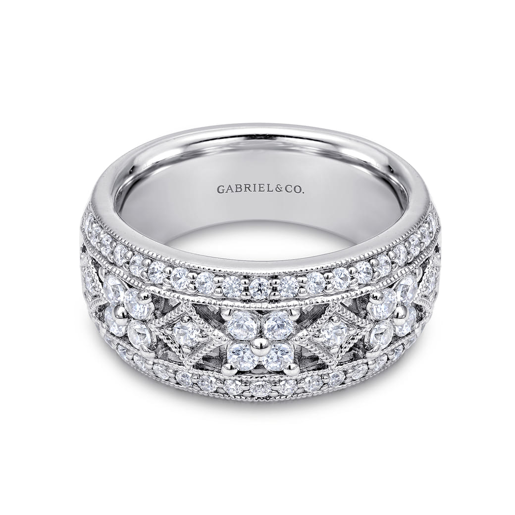 14k White Gold Wide Band Victorian [Ring Type]. SKU LR4817W44JJ | Gabriel \u0026  Co., image size:1040x1040