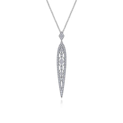 Vintage 14K White Gold Diamond Pendant Necklace