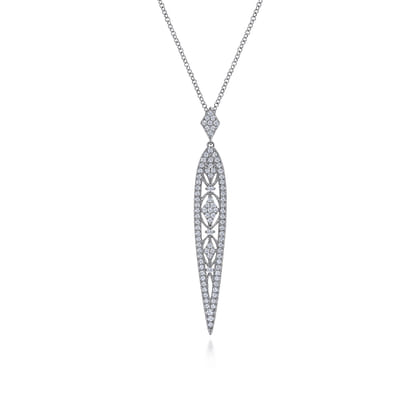 Vintage 14K White Gold Diamond Pendant Necklace