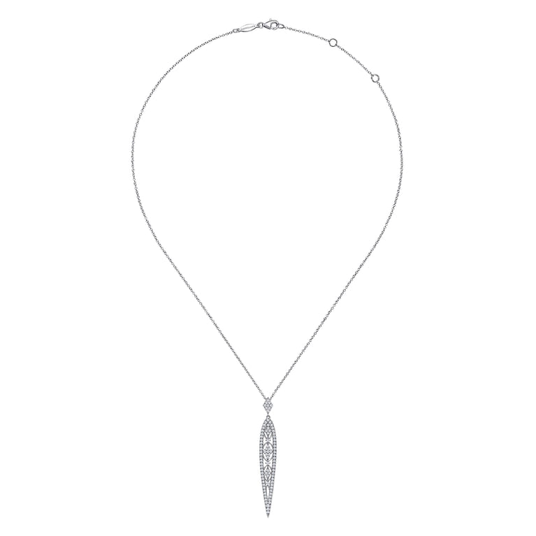 Vintage 14K White Gold Diamond Pendant Necklace - 0.45 ct - Shot 2