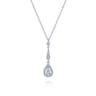 Vintage 14K White Gold Diamond Teardrop Pendant Necklace - 0.19 ct