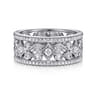 Vintage 14K White Gold Diamond Wide Band Ring - 0.65 ct