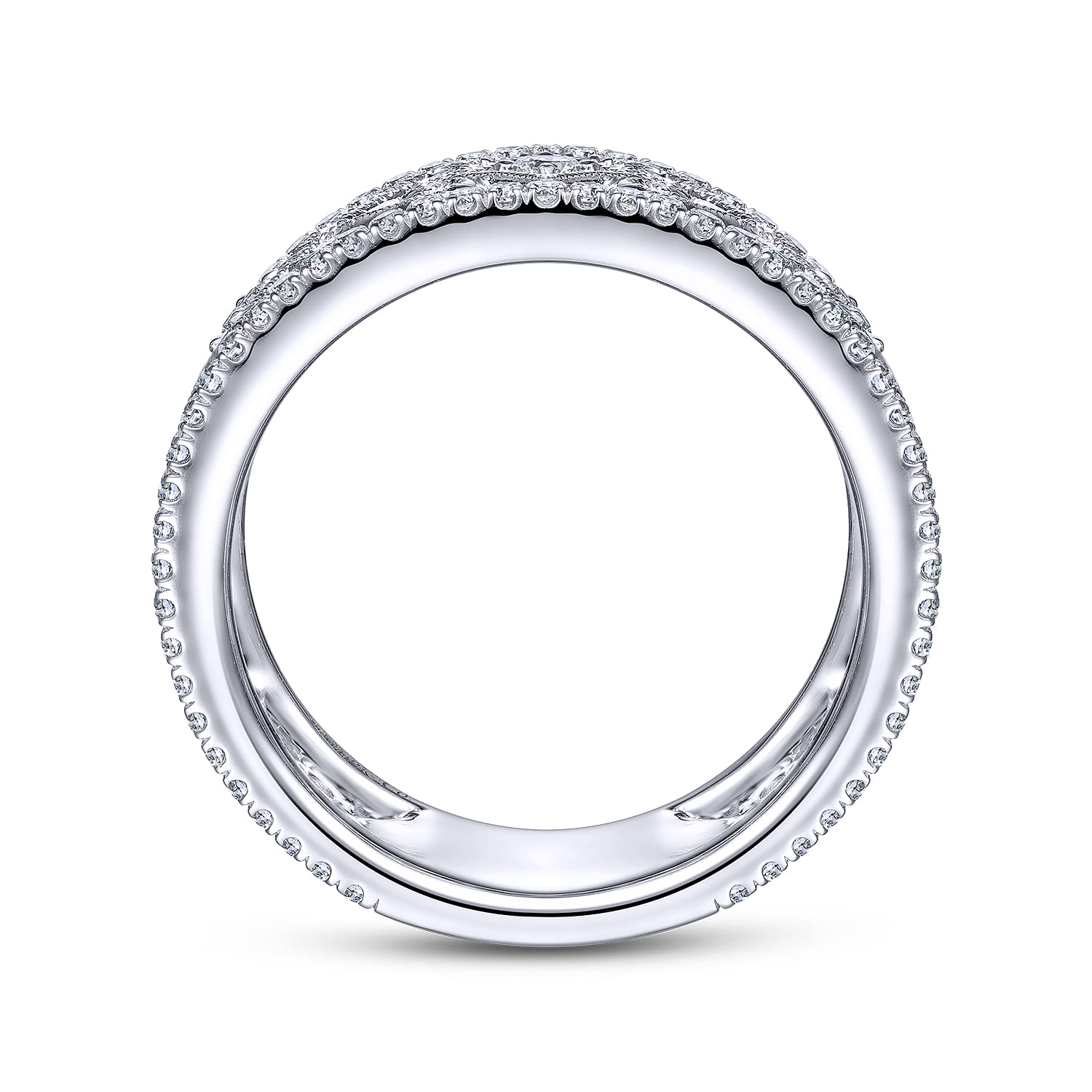 Vintage 14K White Gold Diamond Wide Band Ring - 0.65 ct - Shot 2