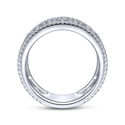 Vintage 14K White Gold Diamond Wide Band Ring