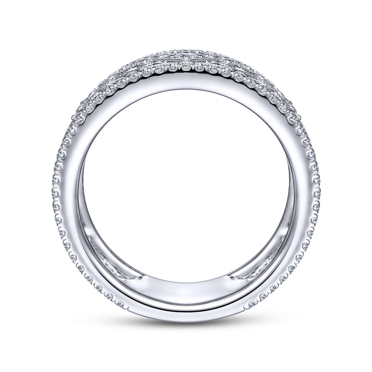 Vintage 14K White Gold Diamond Wide Band Ring - 0.65 ct - Shot 2