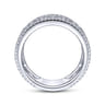 Vintage 14K White Gold Diamond Wide Band Ring - 0.65 ct