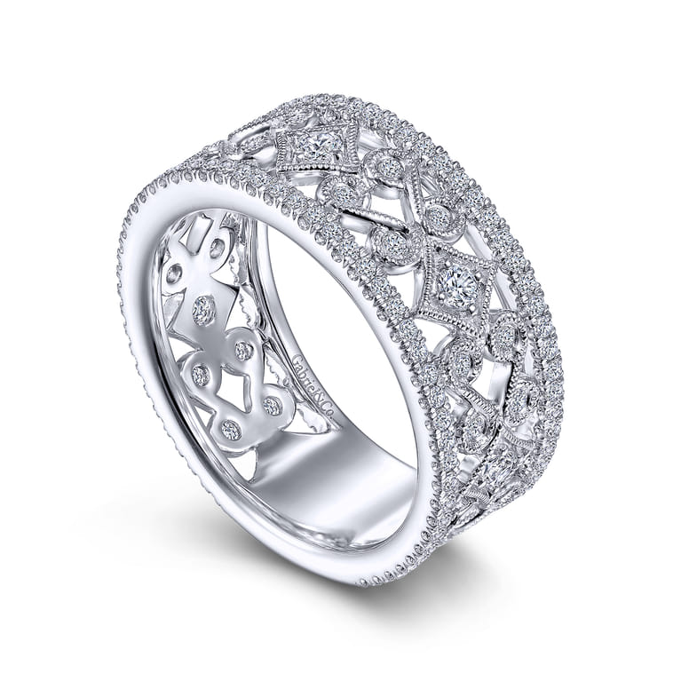 Vintage 14K White Gold Diamond Wide Band Ring - 0.65 ct - Shot 3