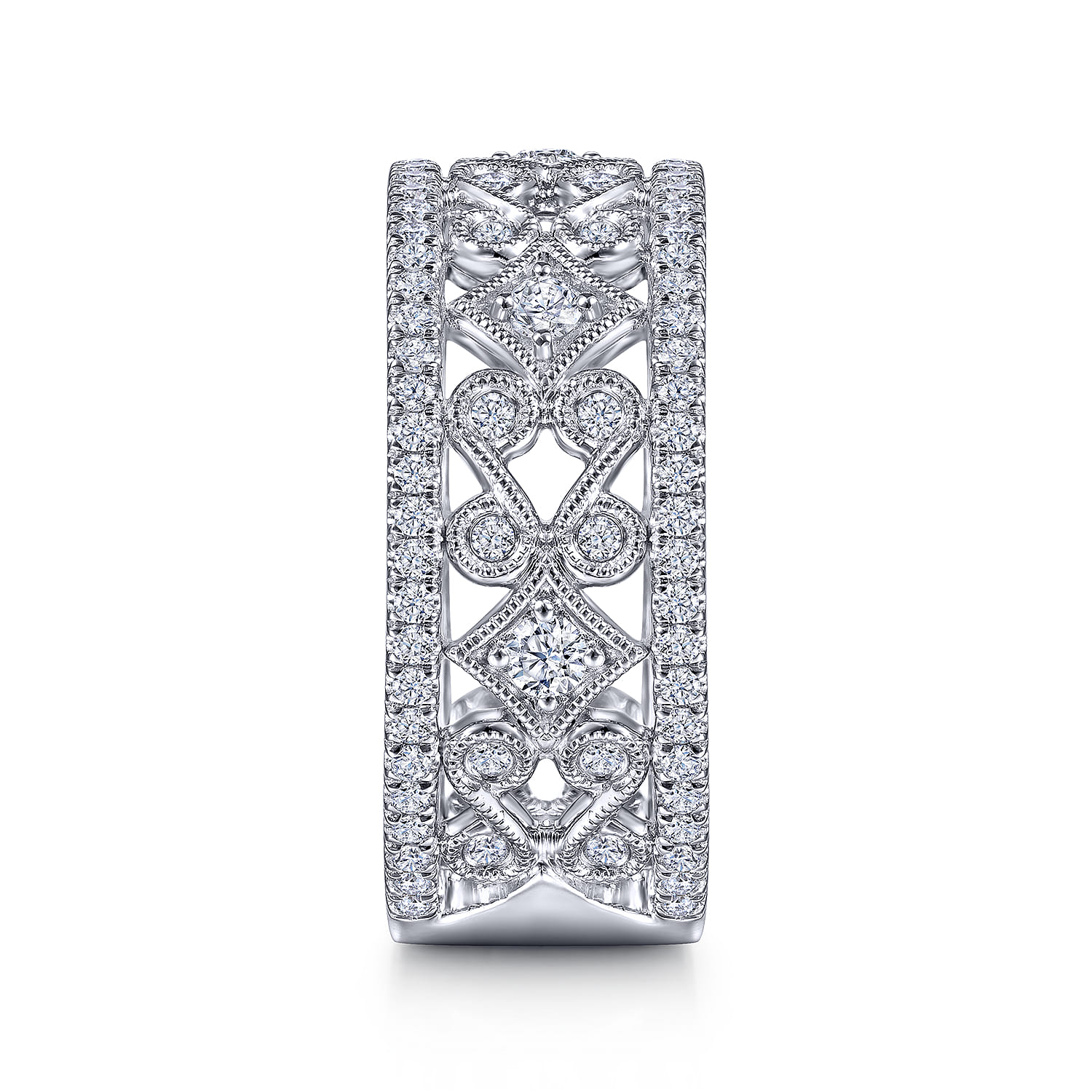 Vintage 14K White Gold Diamond Wide Band Ring - 0.65 ct - Shot 4