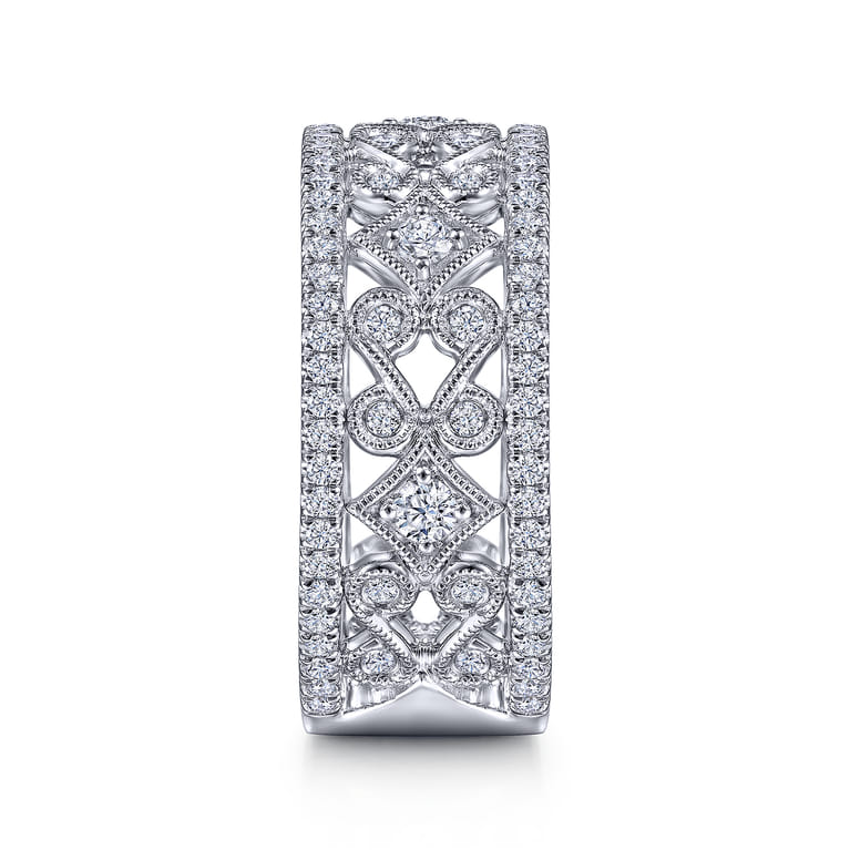Vintage 14K White Gold Diamond Wide Band Ring - 0.65 ct - Shot 4