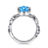 Vintage 14K White Gold Diamond and Blue Topaz Oval Ring - 0.2 ct