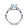 Vintage 14K White Gold Diamond and Sky Blue Topaz Ring - 0.03 ct