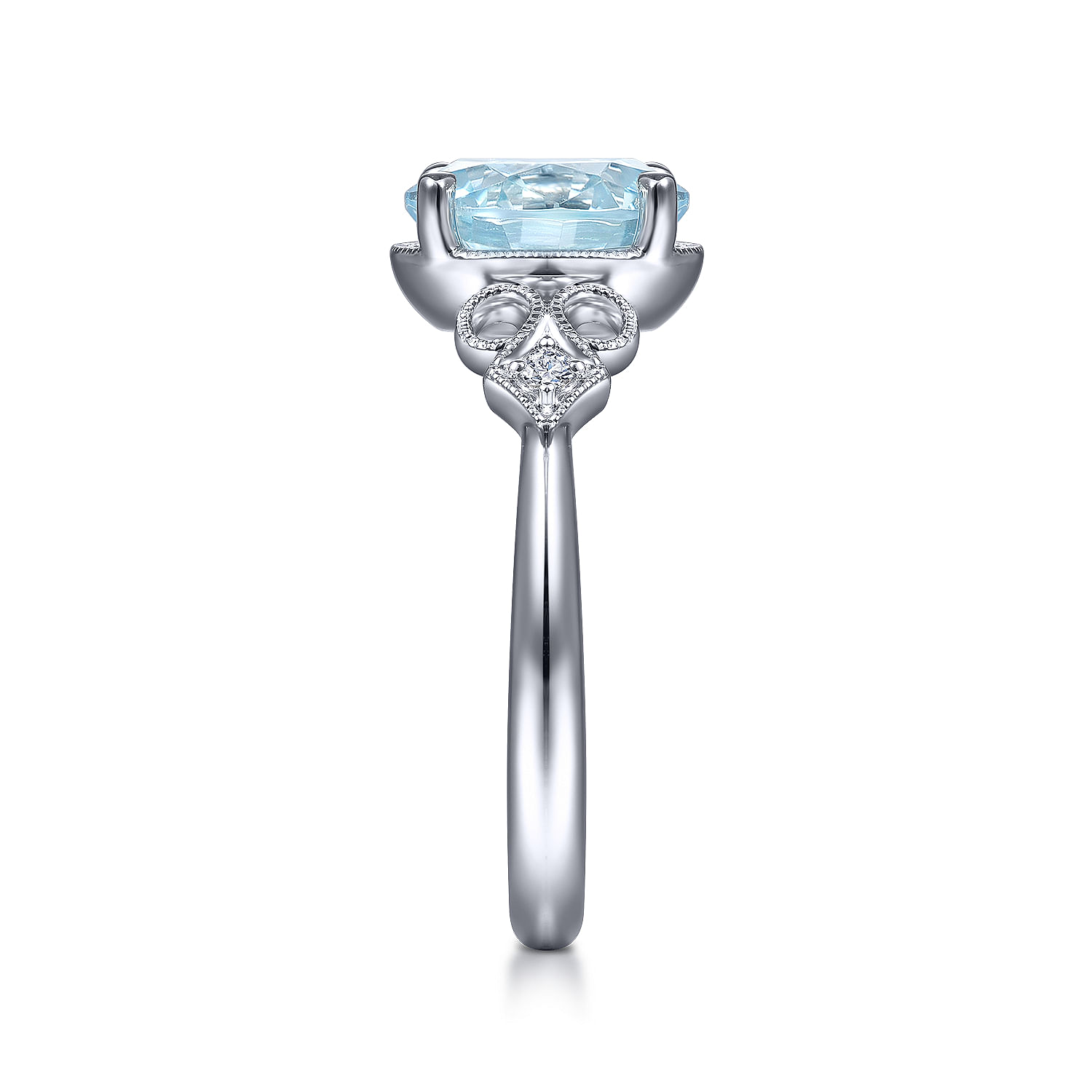 Vintage 14K White Gold Diamond and Sky Blue Topaz Ring - 0.03 ct - Shot 4