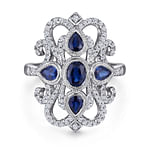 Vintage-14K-White-Gold-Dramatic-Sapphire-and-Pave-Diamond-Ring1