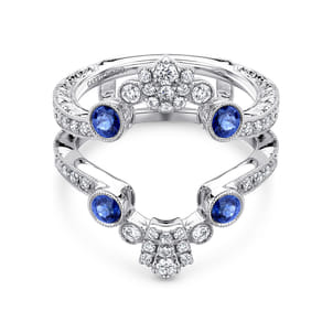 Vintage 14K White Gold Sapphire and Diamond Ring Enhancer