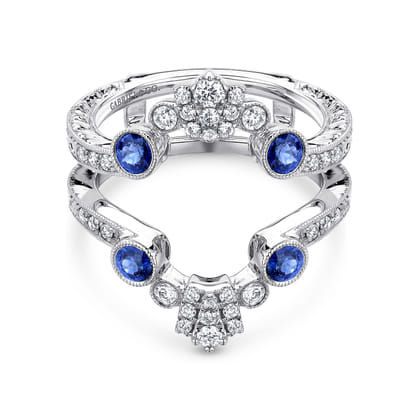 Vintage 14K White Gold Sapphire and Diamond Ring Enhancer