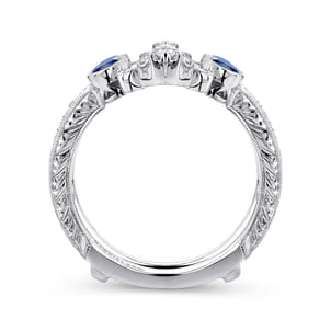 Vintage 14K White Gold Sapphire and Diamond Ring Enhancer