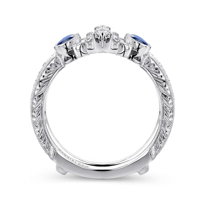 Vintage 14K White Gold Sapphire and Diamond Ring Enhancer