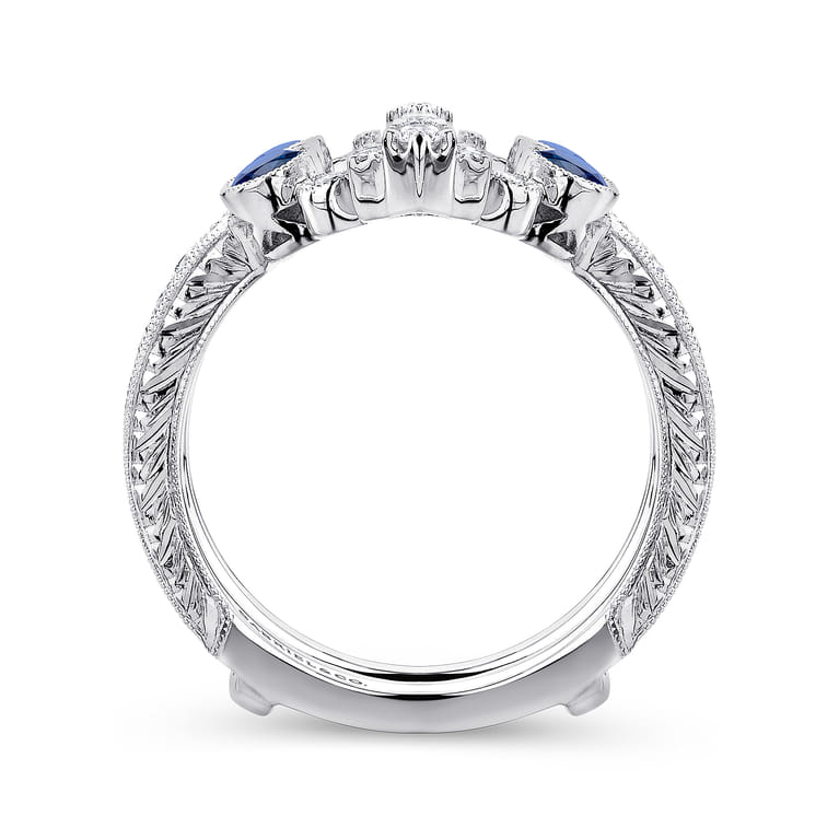 Enhancer Wedding Ring in 14k White Gold with Round Sapphire at Gabriel & Co. - Shot 2