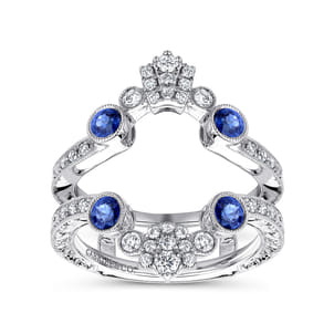 Vintage 14K White Gold Sapphire and Diamond Ring Enhancer