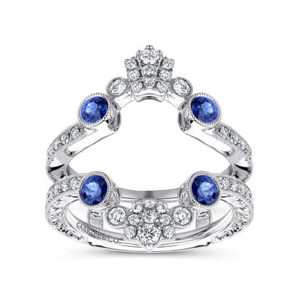 Vintage 14K White Gold Sapphire and Diamond Ring Enhancer