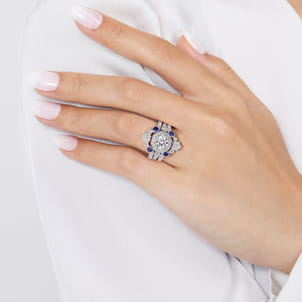 Vintage 14K White Gold Sapphire and Diamond Ring Enhancer