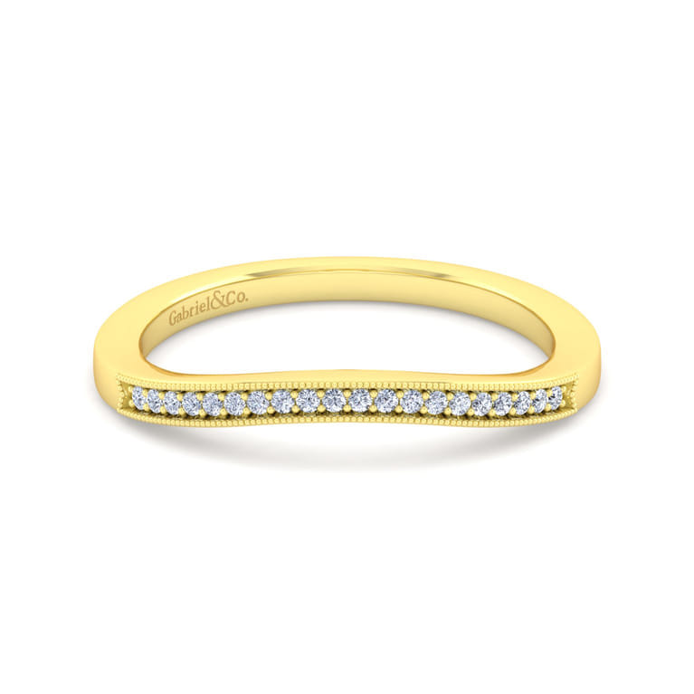 Vintage 14K Yellow Gold Diamond Matching Wedding Band - 0.06 ct - Shot 1