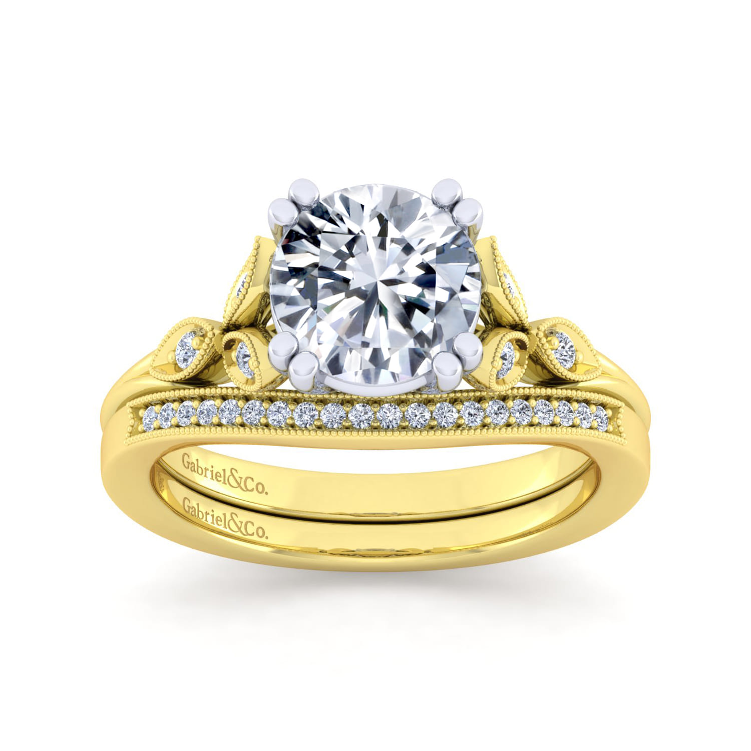 Vintage 14K Yellow Gold Diamond Matching Wedding Band - 0.06 ct - Shot 4