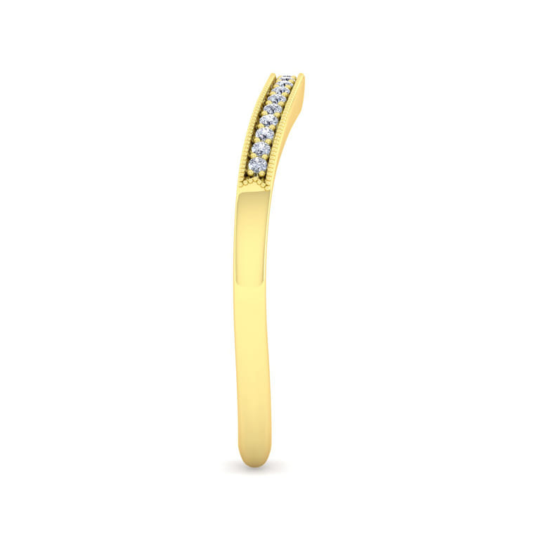 Vintage 14K Yellow Gold Diamond Matching Wedding Band - 0.06 ct - Shot 5