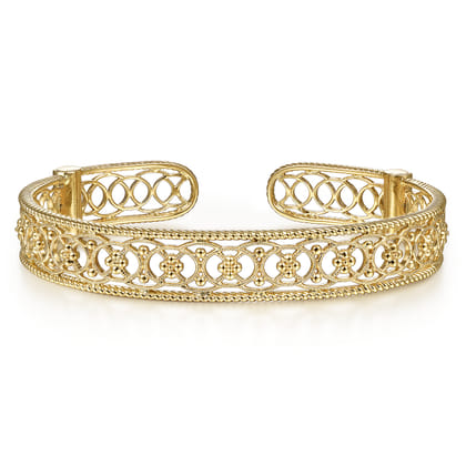 Vintage 14K Yellow Gold Open Filligree Bangle