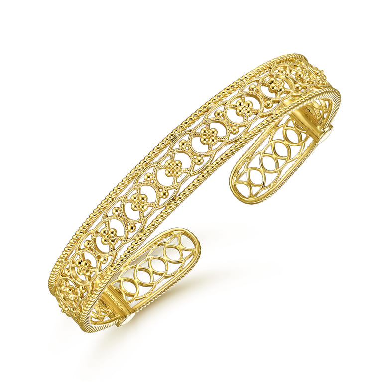 Vintage 14K Yellow Gold Open Filligree Bangle - Shot 2