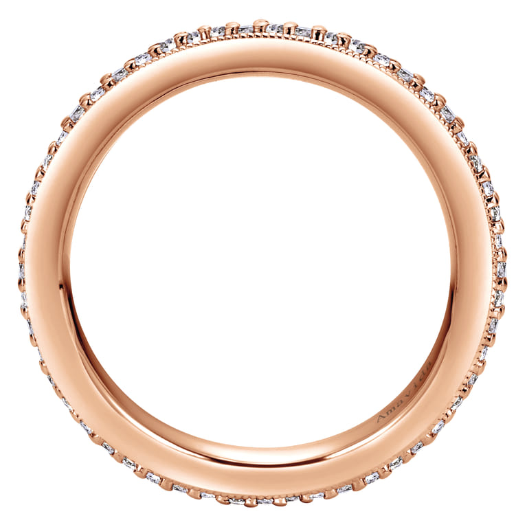 Eternity Band Wedding Ring in 14k Rose Gold with Round Natural Diamond at Gabriel & Co. - Shot 2