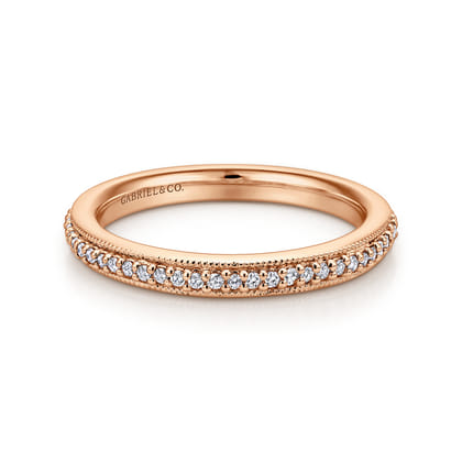 Vintage Inspired 14K Rose Gold Prong Set Diamond Eternity Band