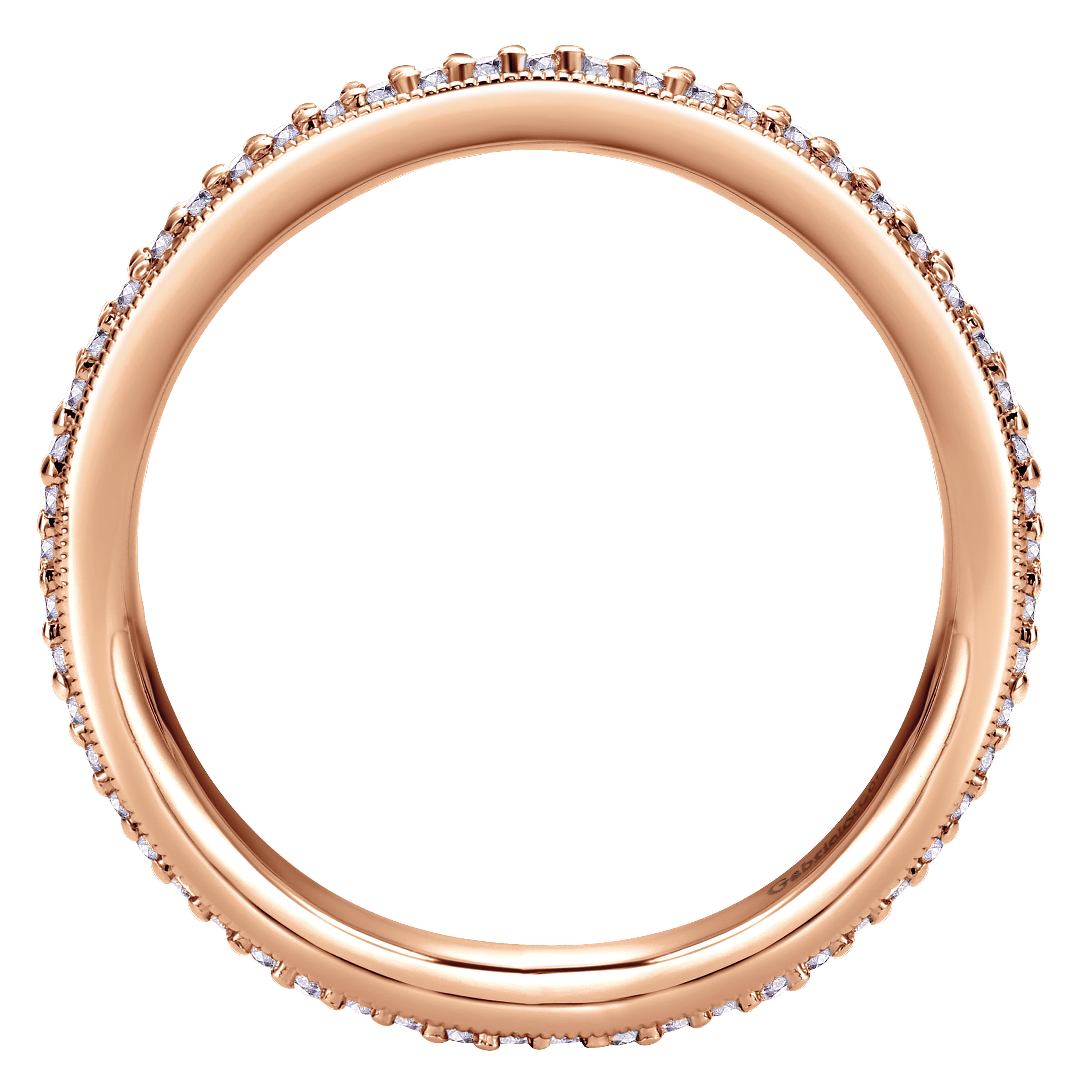 Eternity Band Wedding Ring in 14k Rose Gold with Round Natural Diamond at Gabriel & Co. - Shot 2