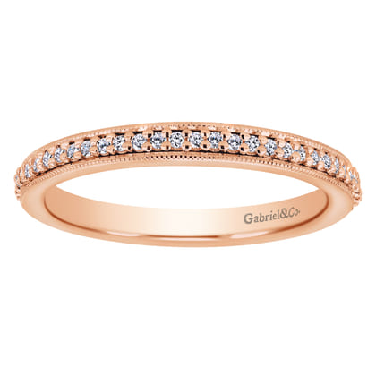 Vintage Inspired 14K Rose Gold Prong Set Diamond Eternity Band