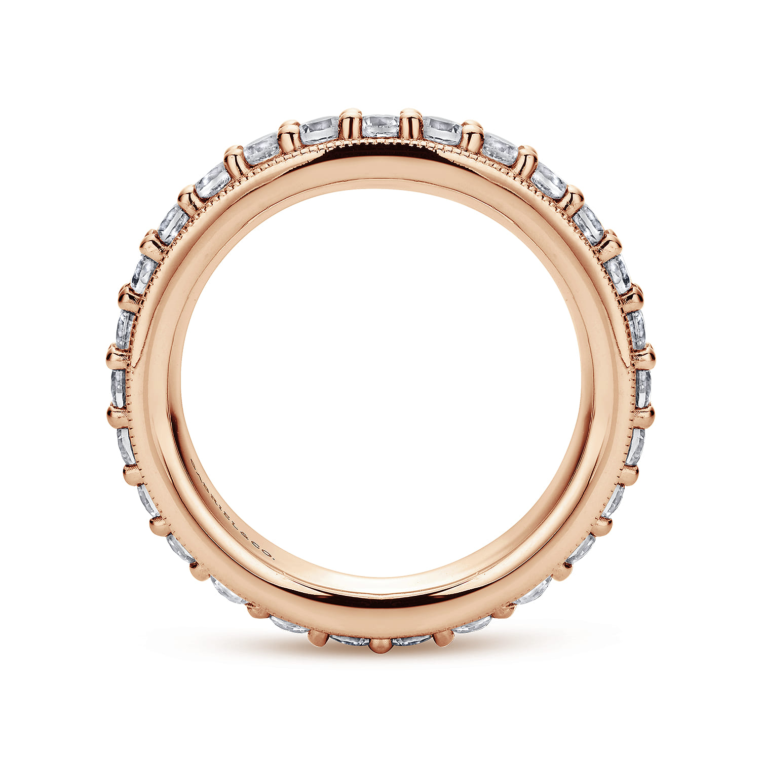 Eternity Band Wedding Ring in 14k Rose Gold with Round Natural Diamond at Gabriel & Co. - Shot 2