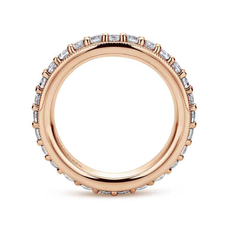 Eternity Band Wedding Ring in 14k Rose Gold with Round Natural Diamond at Gabriel & Co. - Shot 2