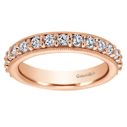 Vintage Inspired 14K Rose Gold Prong Set Diamond Eternity Band