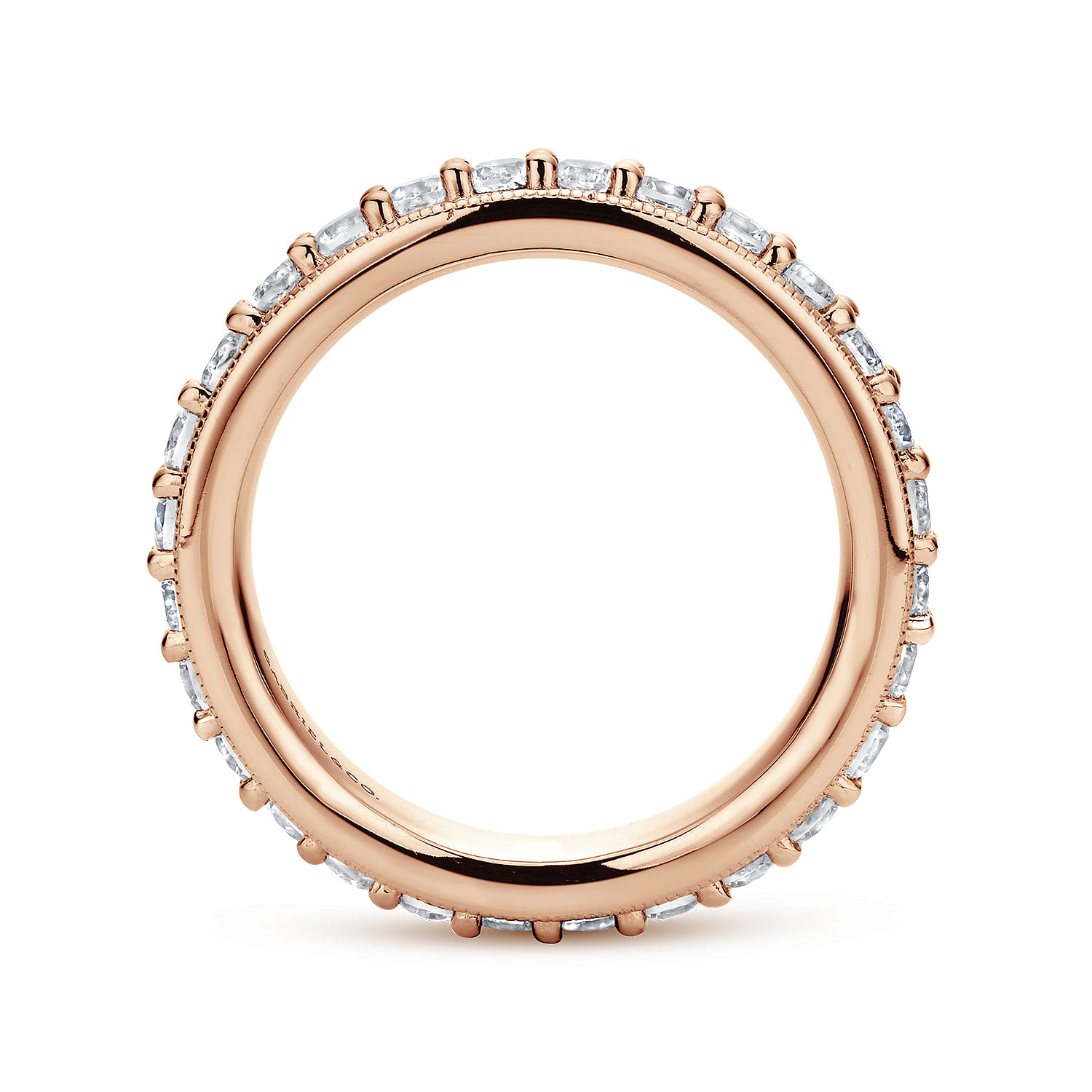 Eternity Band Wedding Ring in 14k Rose Gold with Round Natural Diamond at Gabriel & Co. - Shot 2