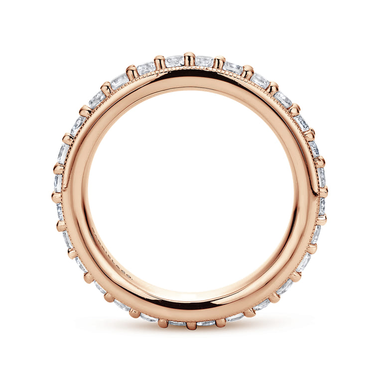 Eternity Band Wedding Ring in 14k Rose Gold with Round Natural Diamond at Gabriel & Co. - Shot 2