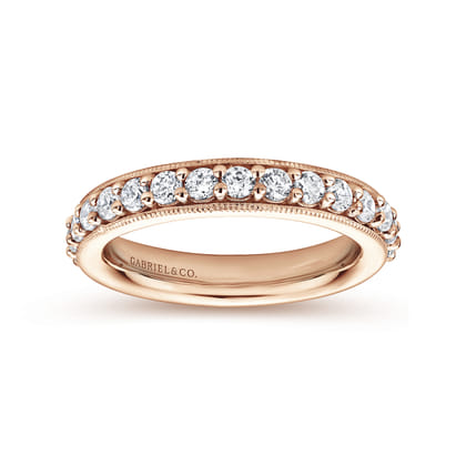 Vintage Inspired 14K Rose Gold Prong Set Diamond Eternity Band