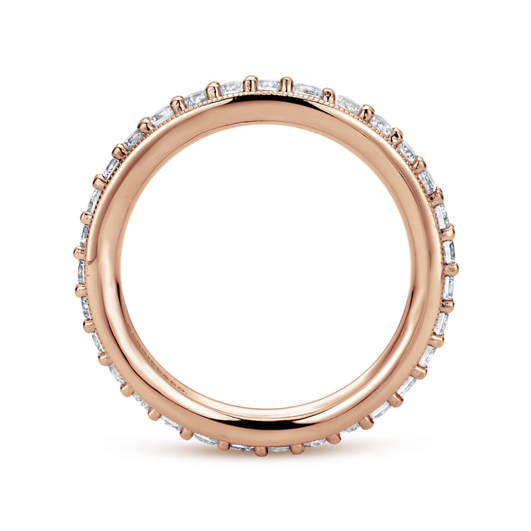 Eternity Band Wedding Ring in 14k Rose Gold with Round Natural Diamond at Gabriel & Co. - Shot 2